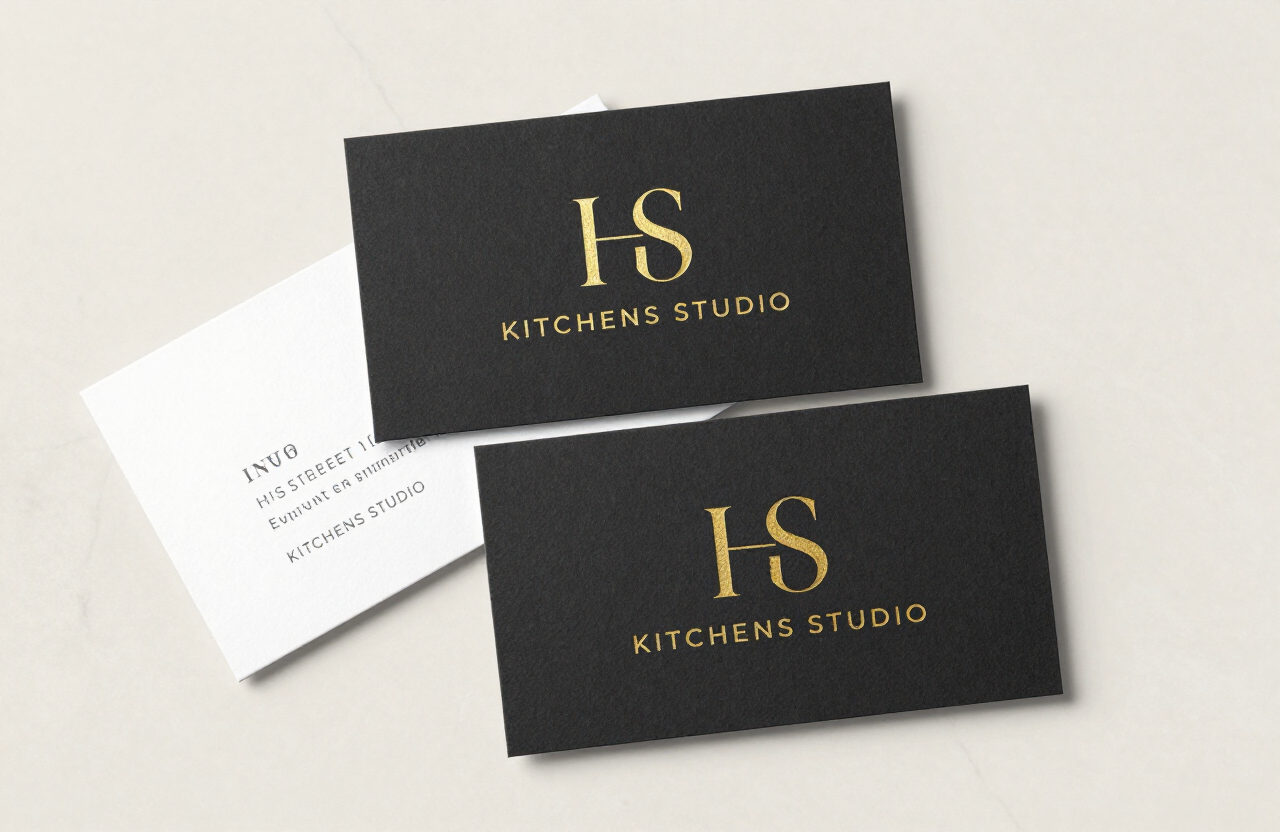 HS Kitchens Studio business card mockup