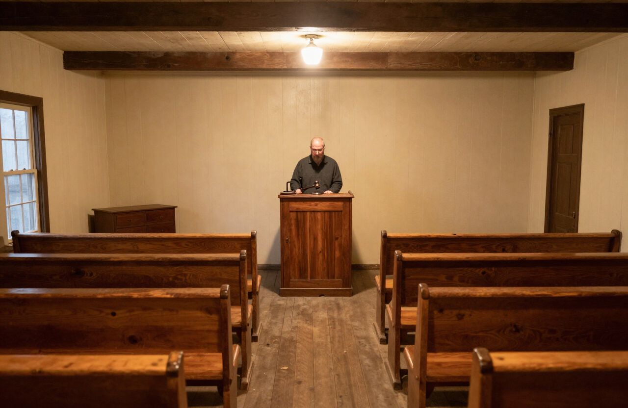 The saleroom at Elite Auction Services — bench rows facing the auctioneer's podium