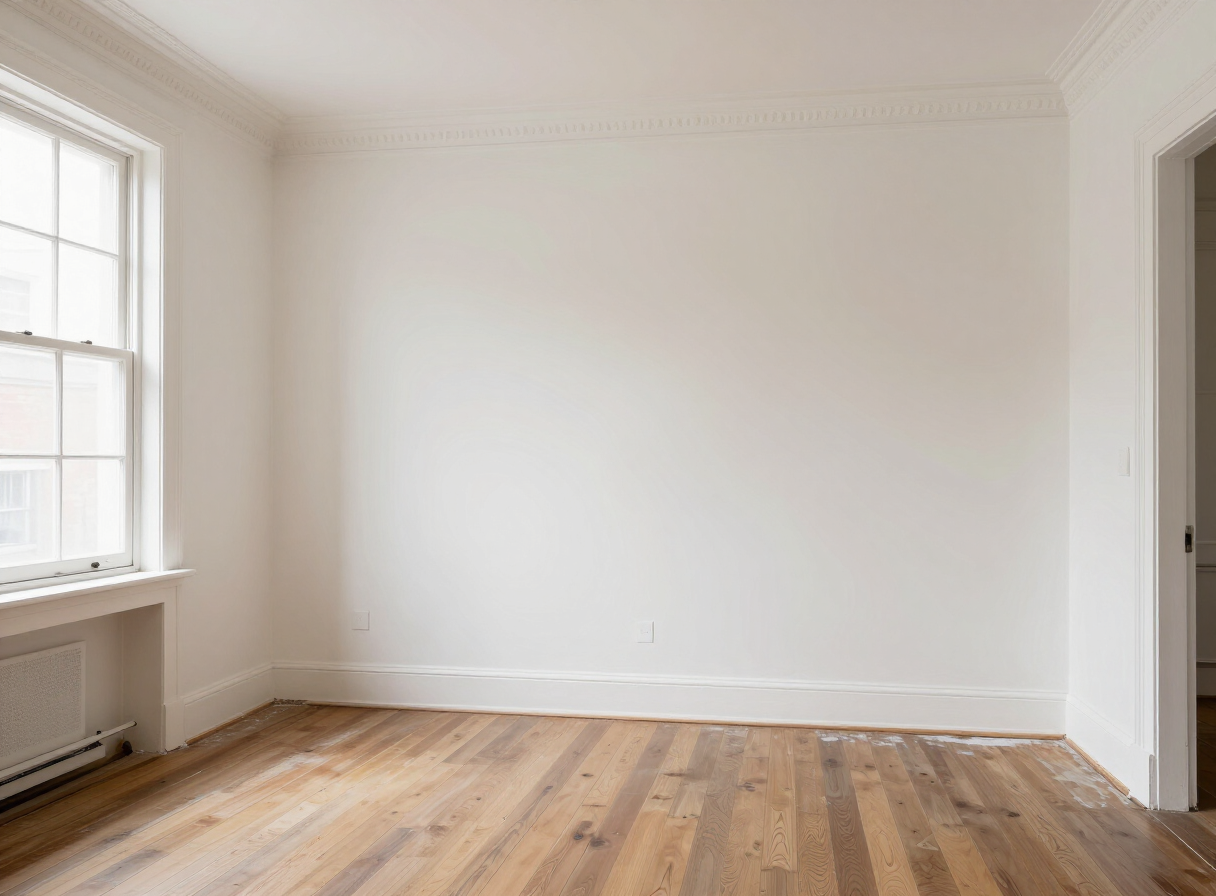 Finished living room in a Hoboken NJ brownstone after drywall repair and painting