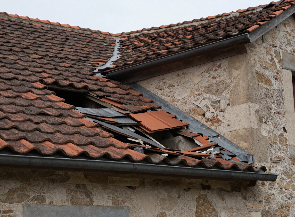 Réparation après intempéries — avant travaux