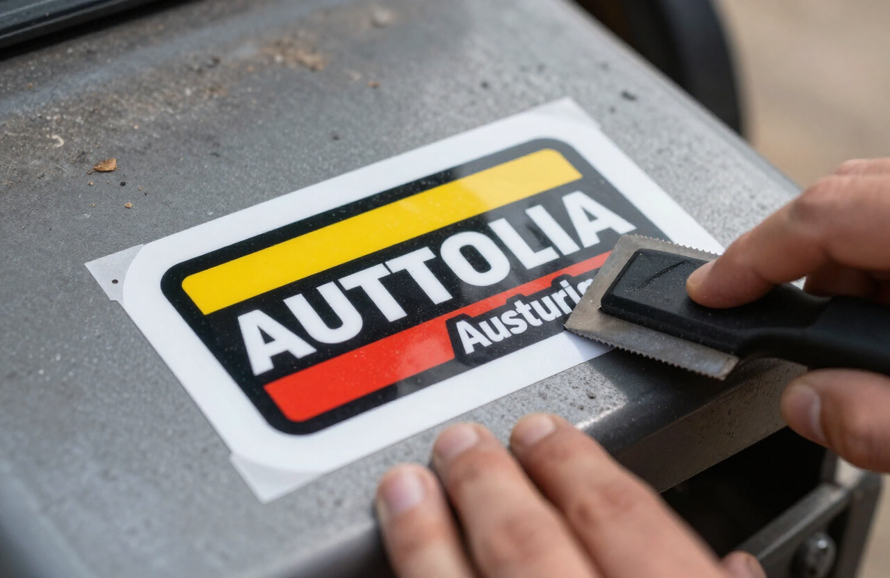 Durable heavy machinery stickers Melbourne applied to an excavator arm