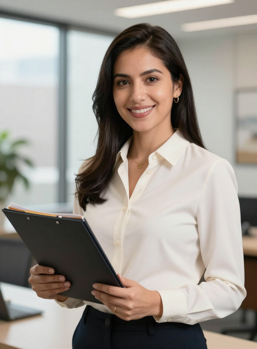Representative model portraying a senior litigation paralegal in a Kansas City law office