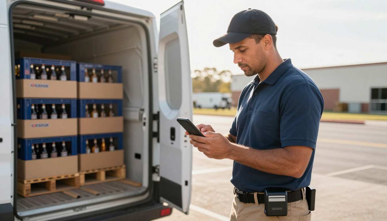 DSD delivery driver managing inventory with N-Tech DSD app