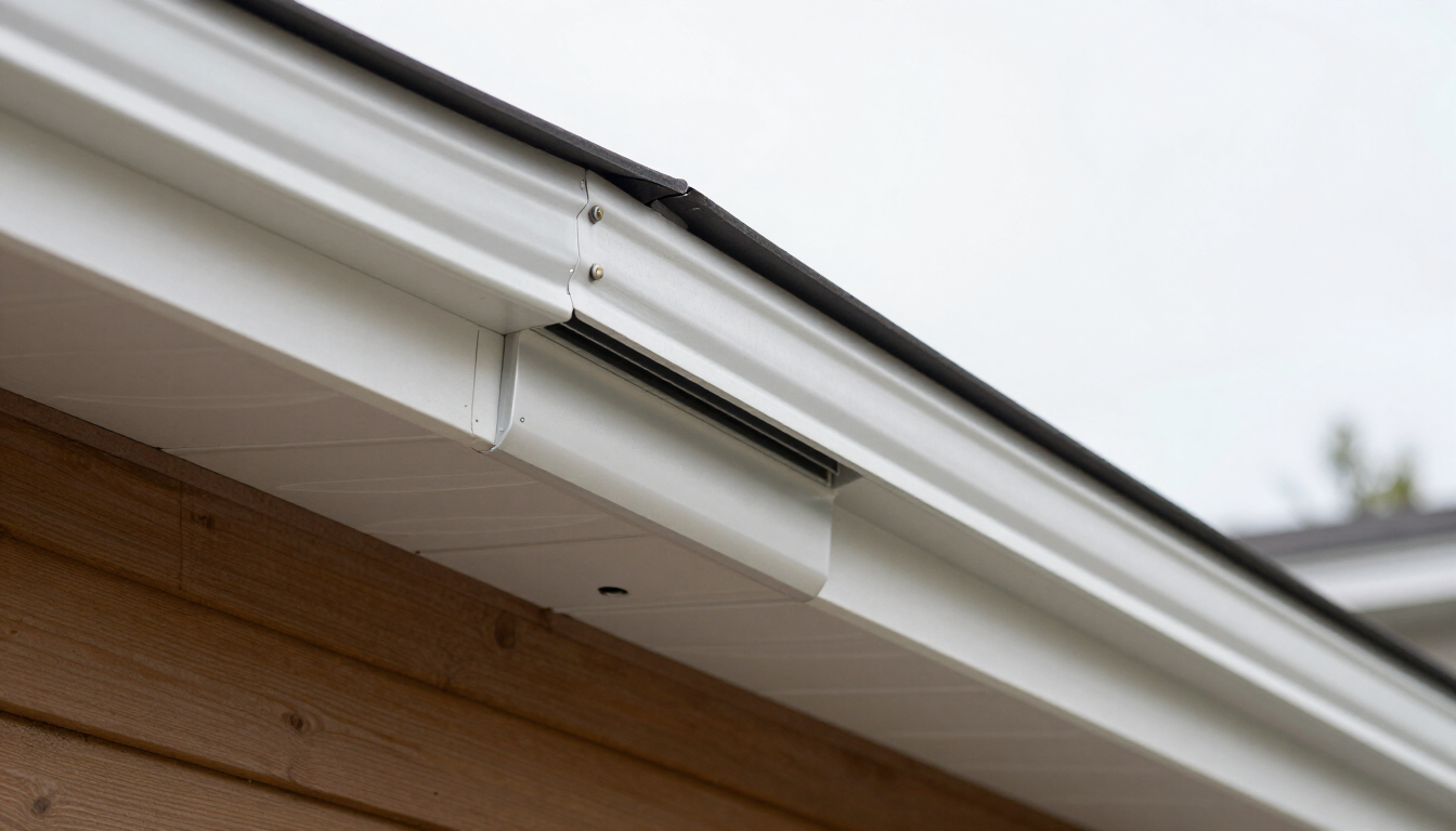 Vented aluminum soffit panels on the eaves of an Appleton, Wisconsin home