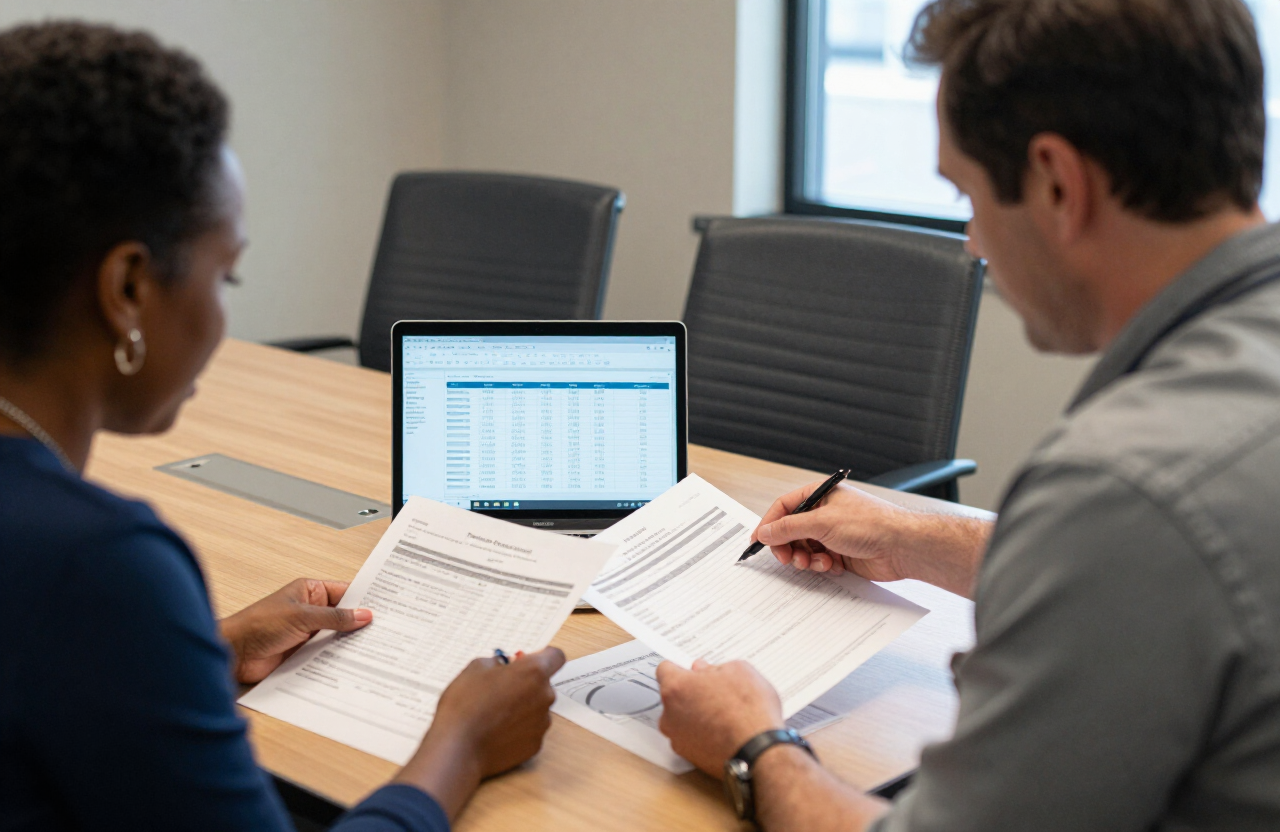 Fractional practice operations director reviewing practice metrics