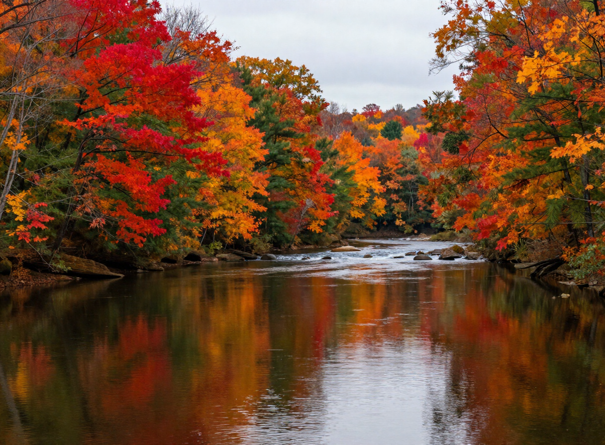 Fall foliage along the New River near Draper, Virginia