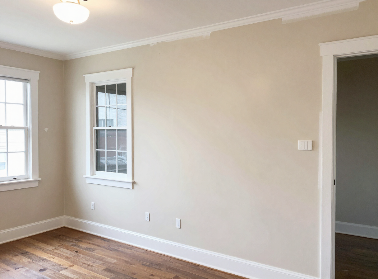 Repaired and freshly painted townhouse apartment wall in Ridgefield Park NJ after drywall repair