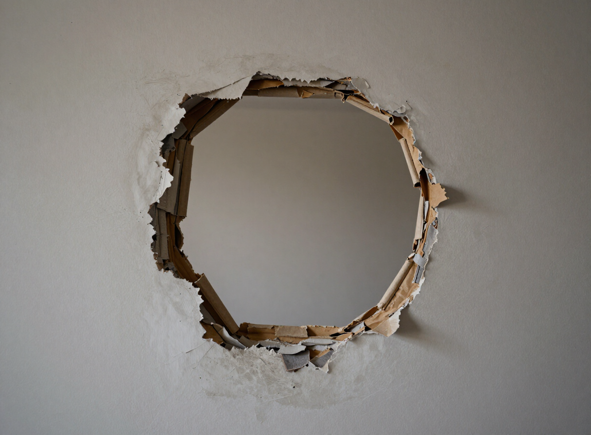 Drywall hole repair — before