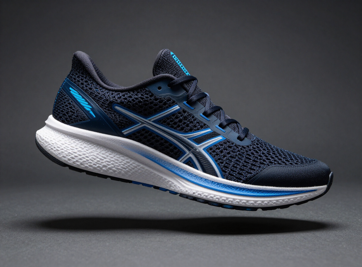 Calzado deportivo Runner X-40 sobre fondo oscuro con luz azul