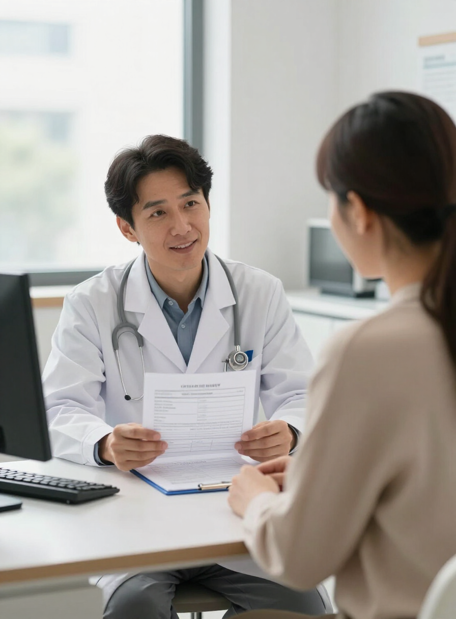 HFW clinician reviewing lab results with a patient