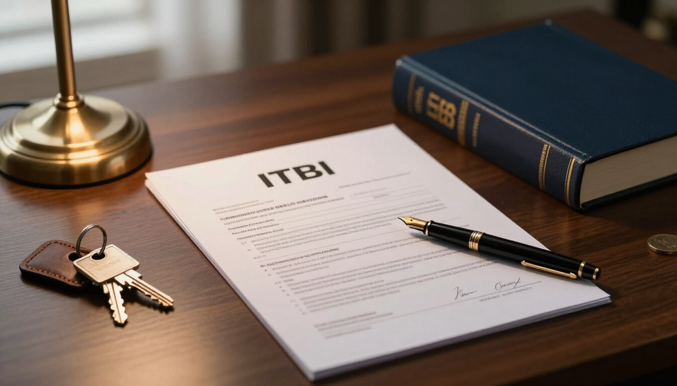 ITBI em Belo Horizonte — mesa de trabalho com documentos, caneta e chaves