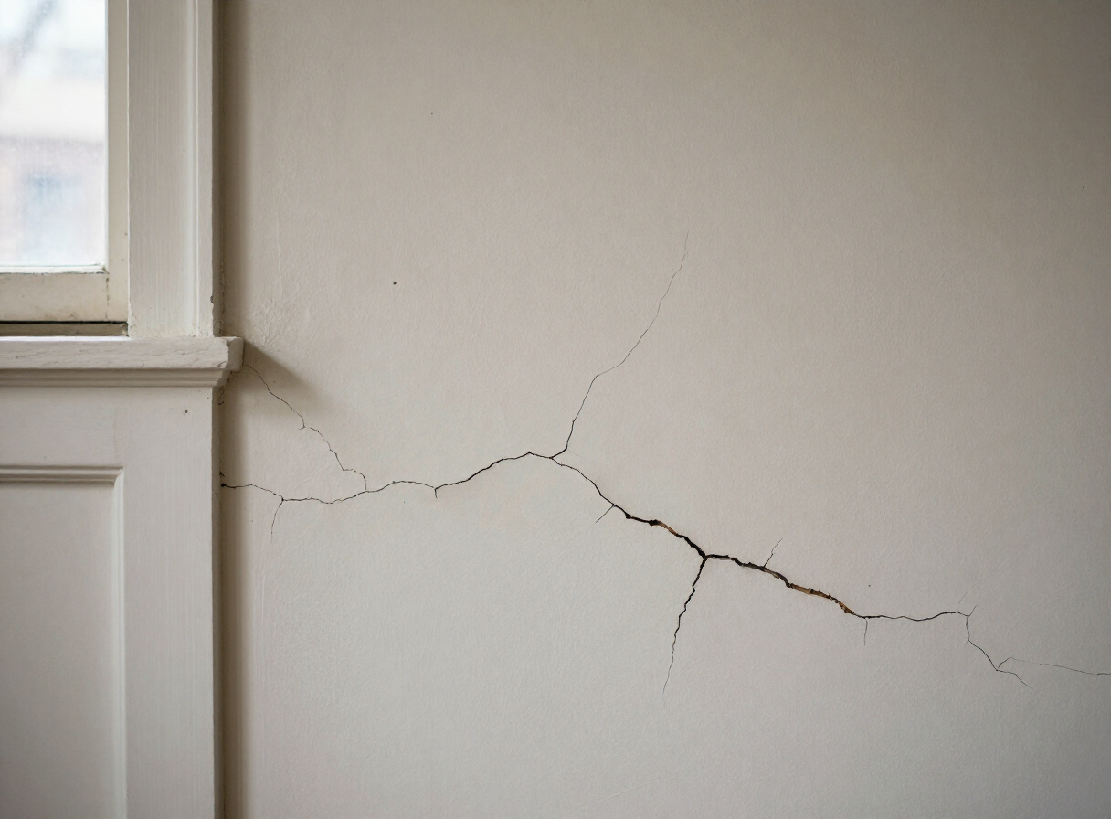 Cracked plaster wall in an older Weehawken NJ home before repair