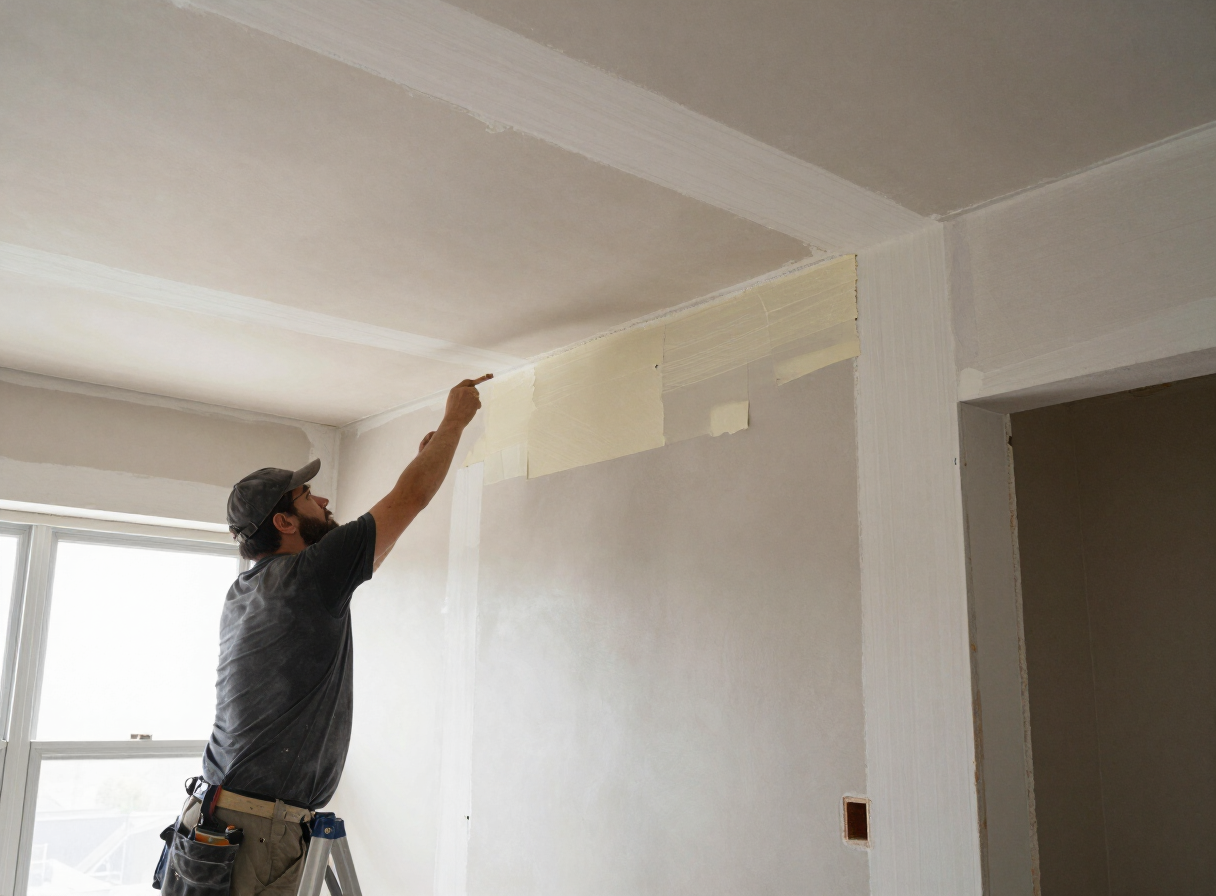 Drywall repair in progress in a Hoboken NJ condo