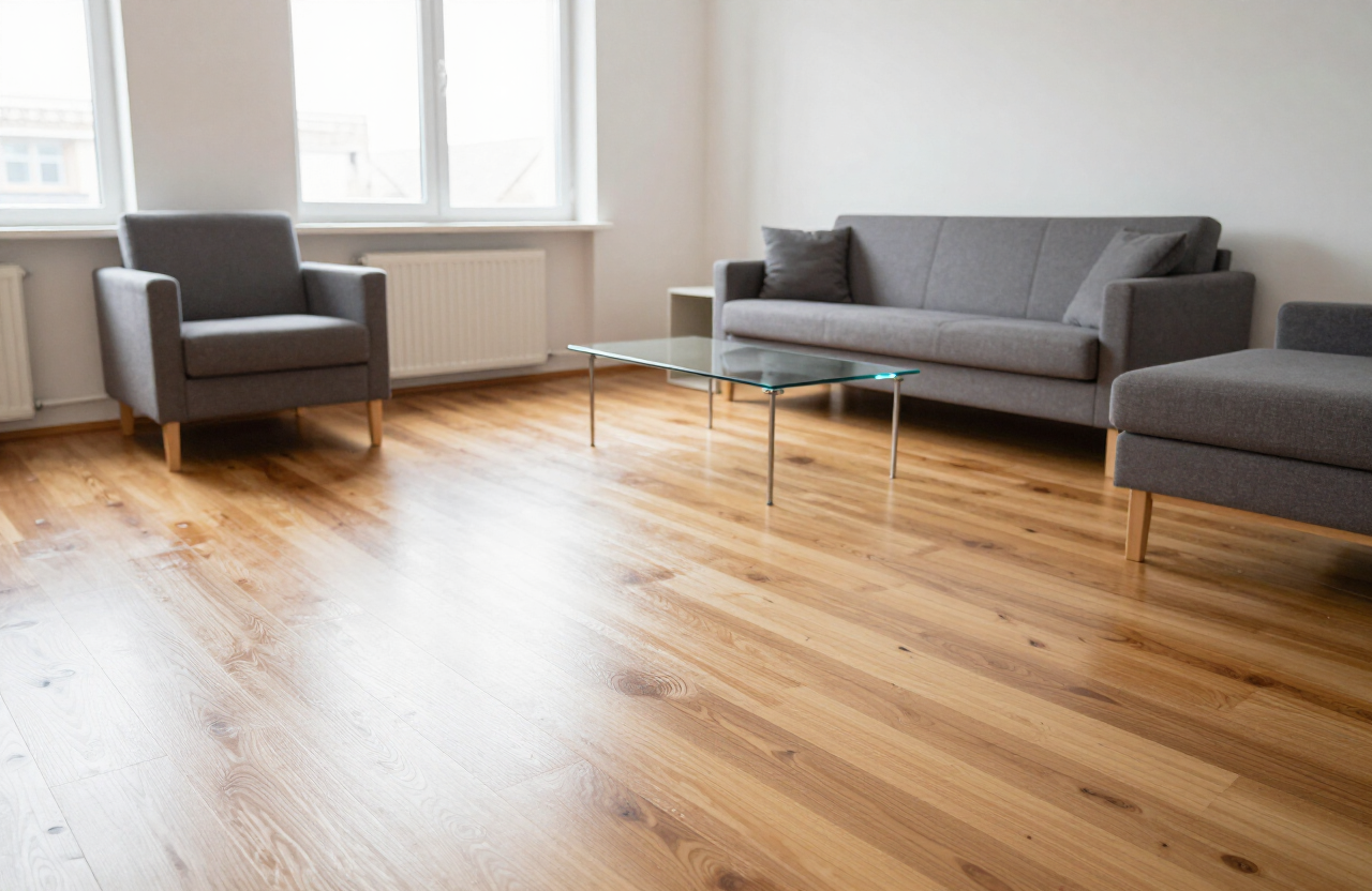 Gepflegtes, sauberes Wohnzimmer nach der Haushaltsreinigung
