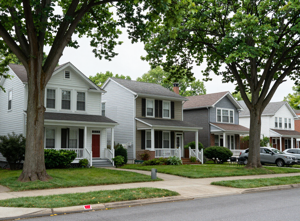 Residential street along Broad Avenue in Leonia, NJ with established homes