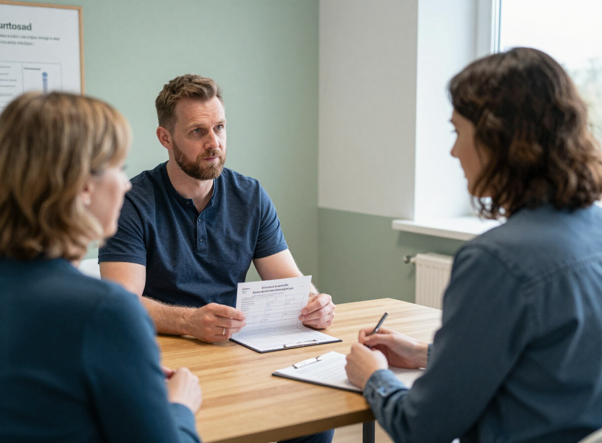 Practitioner reviewing lab charts with a client