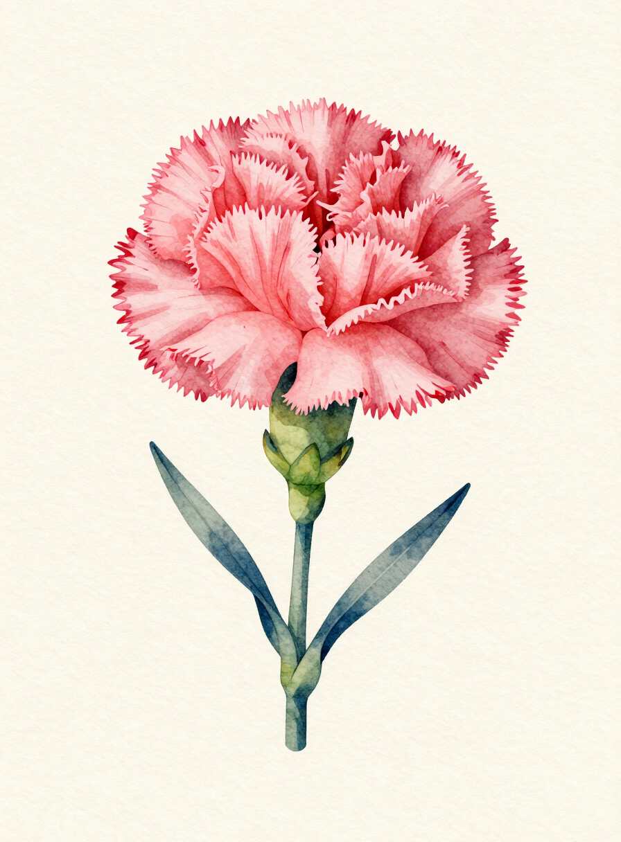 Watercolor painting of a pink Carnation