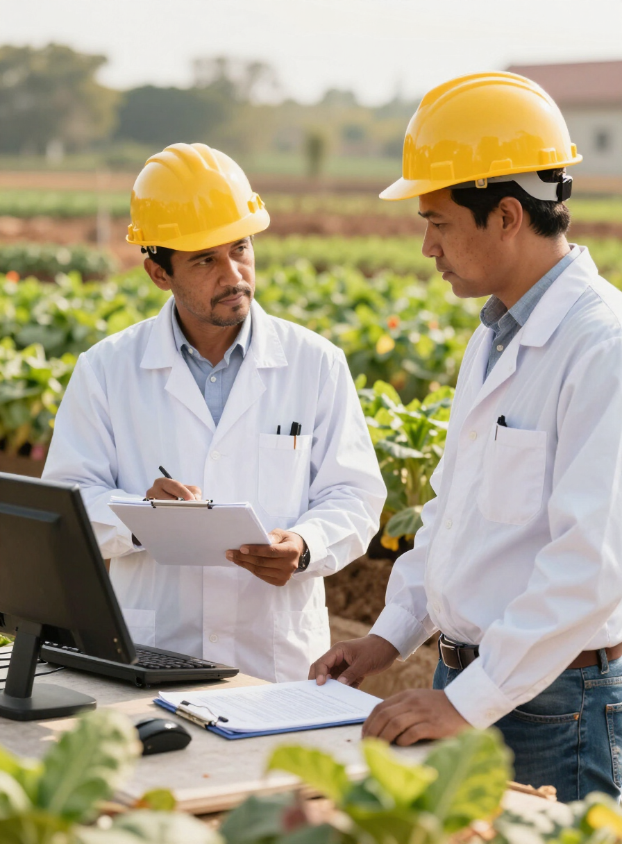 Engenheiros da SF ENGENHARIA revisando plantas de reforma no canteiro de obras