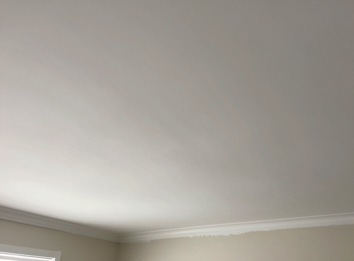 Repaired water-damaged ceiling in a North Bergen NJ apartment after drywall replacement and repainting
