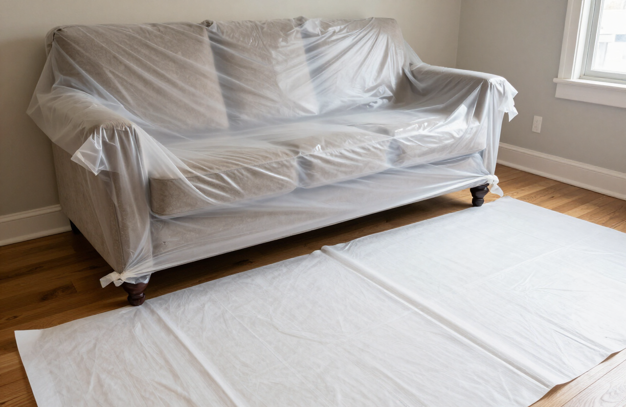 Furniture and floor protection during interior painting in a Lodi NJ home