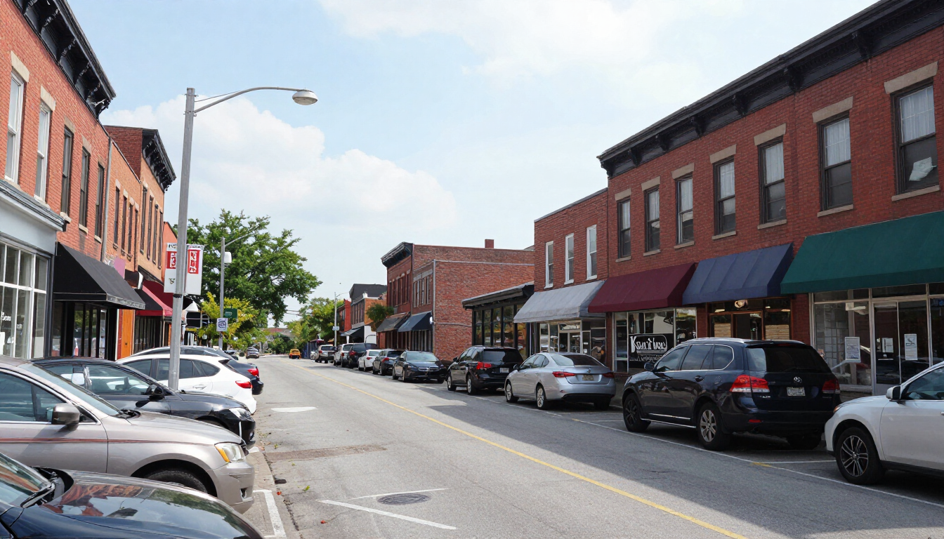 Park Avenue downtown commercial corridor in East Rutherford, NJ