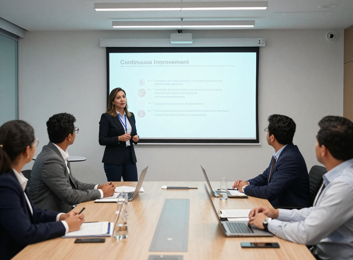 Sesión de capacitación en gestión de calidad para el personal de una empresa
