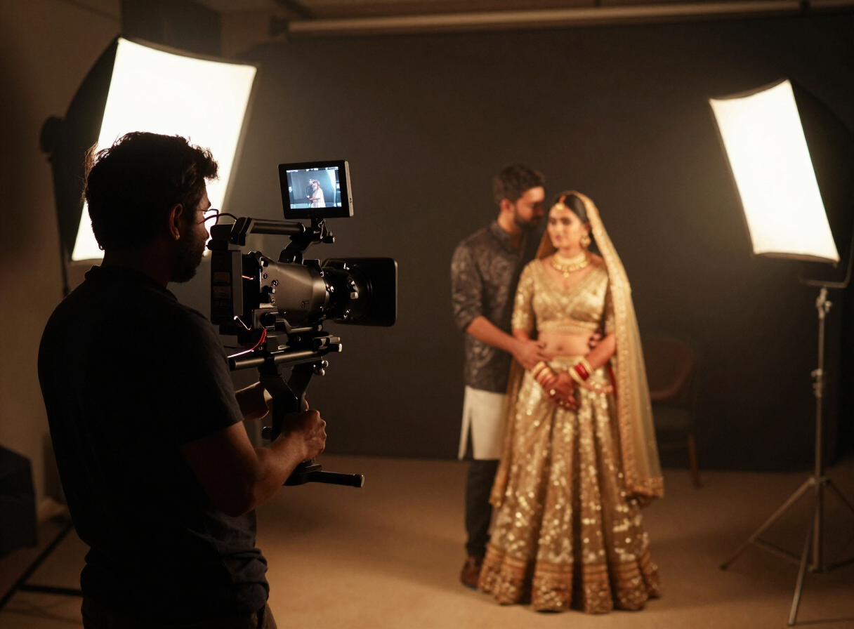 Behind the scenes of a cinematic wedding film production in India