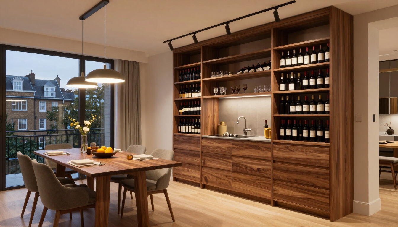 Walnut & Calacatta — Contemporary kitchen detail view 2, custom cabinetry by HS Kitchens Studio, Queens, NY New York