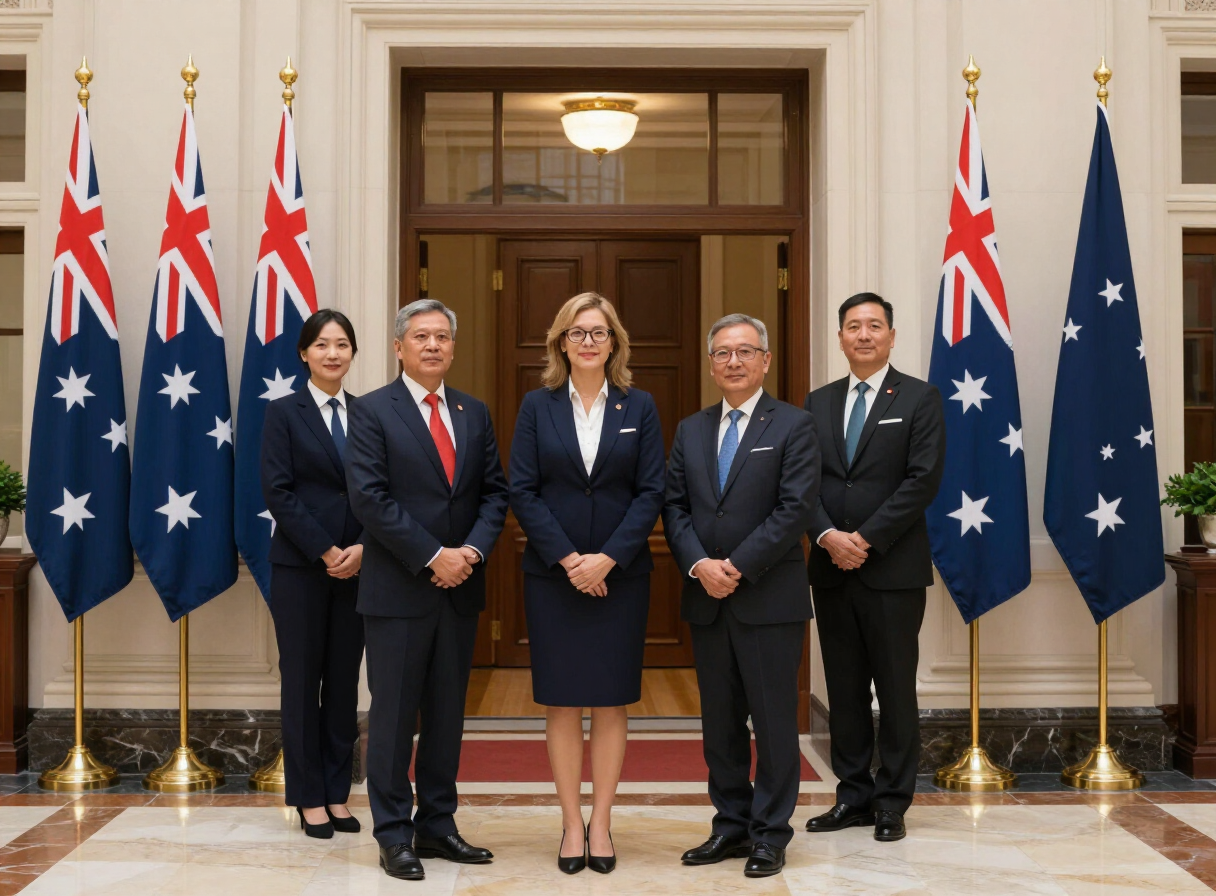 Government team in branded corporate uniforms