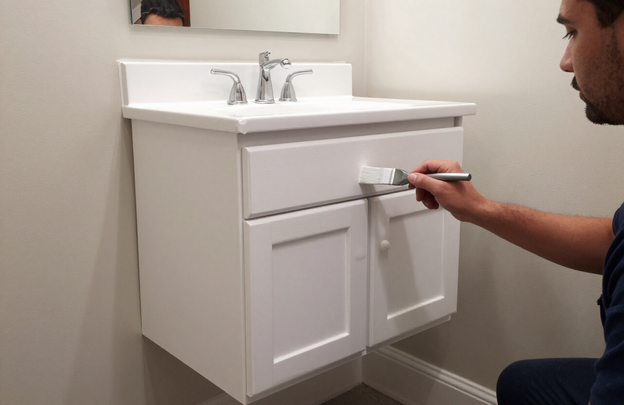 Overpeck Avenue Home (Creek Proximity Moisture Management) — Waterfront Modernization Vanity refresh