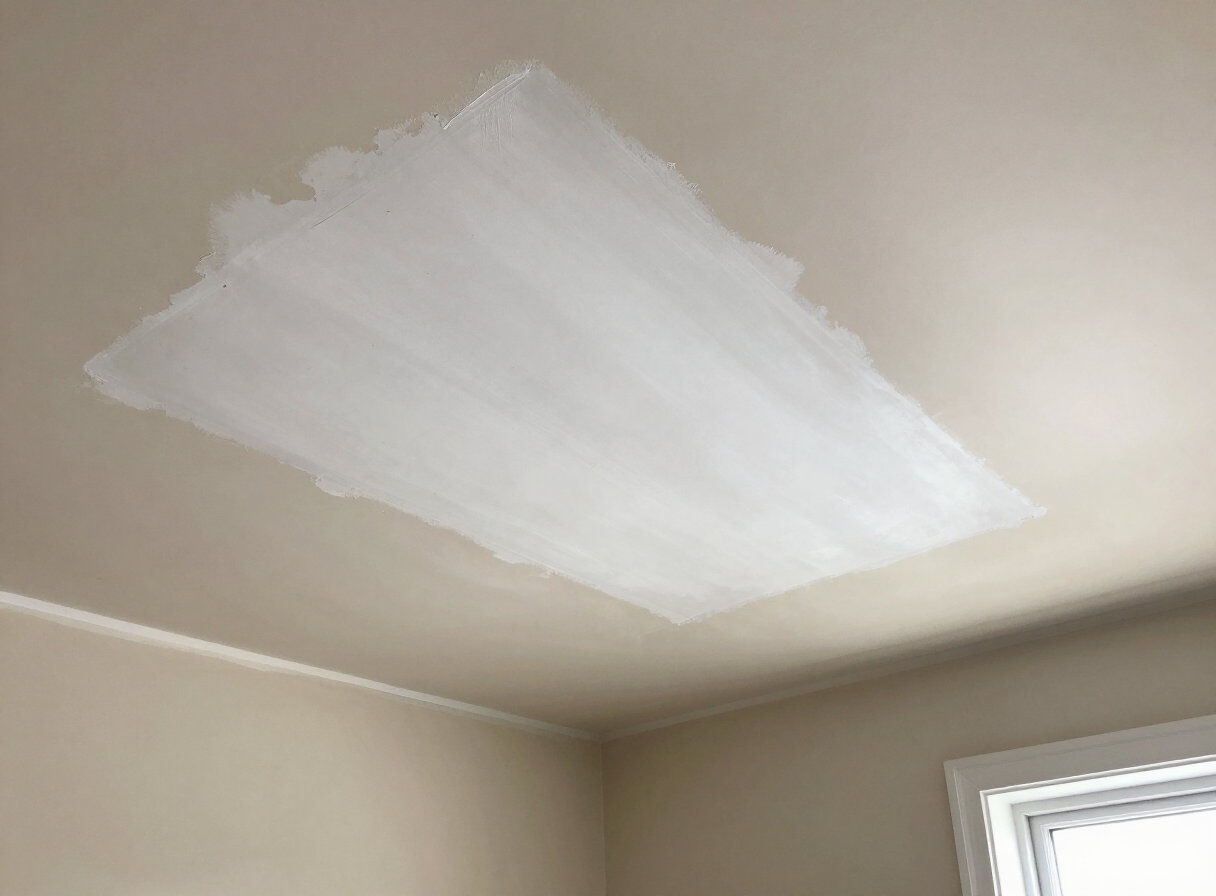 Repaired water-damaged ceiling in an older Union City NJ apartment after replacement and repainting