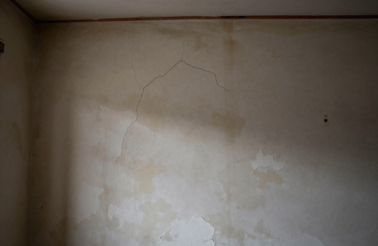 Older West New York apartment with cracked plaster before restoration