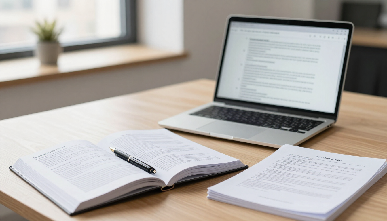 Urgent and Same-Day Translation Services | Fast English–Turkish Translation in London A London translator working on an urgent English–Turkish translation against the clock, with a watch, certified documents and a laptop on the desk