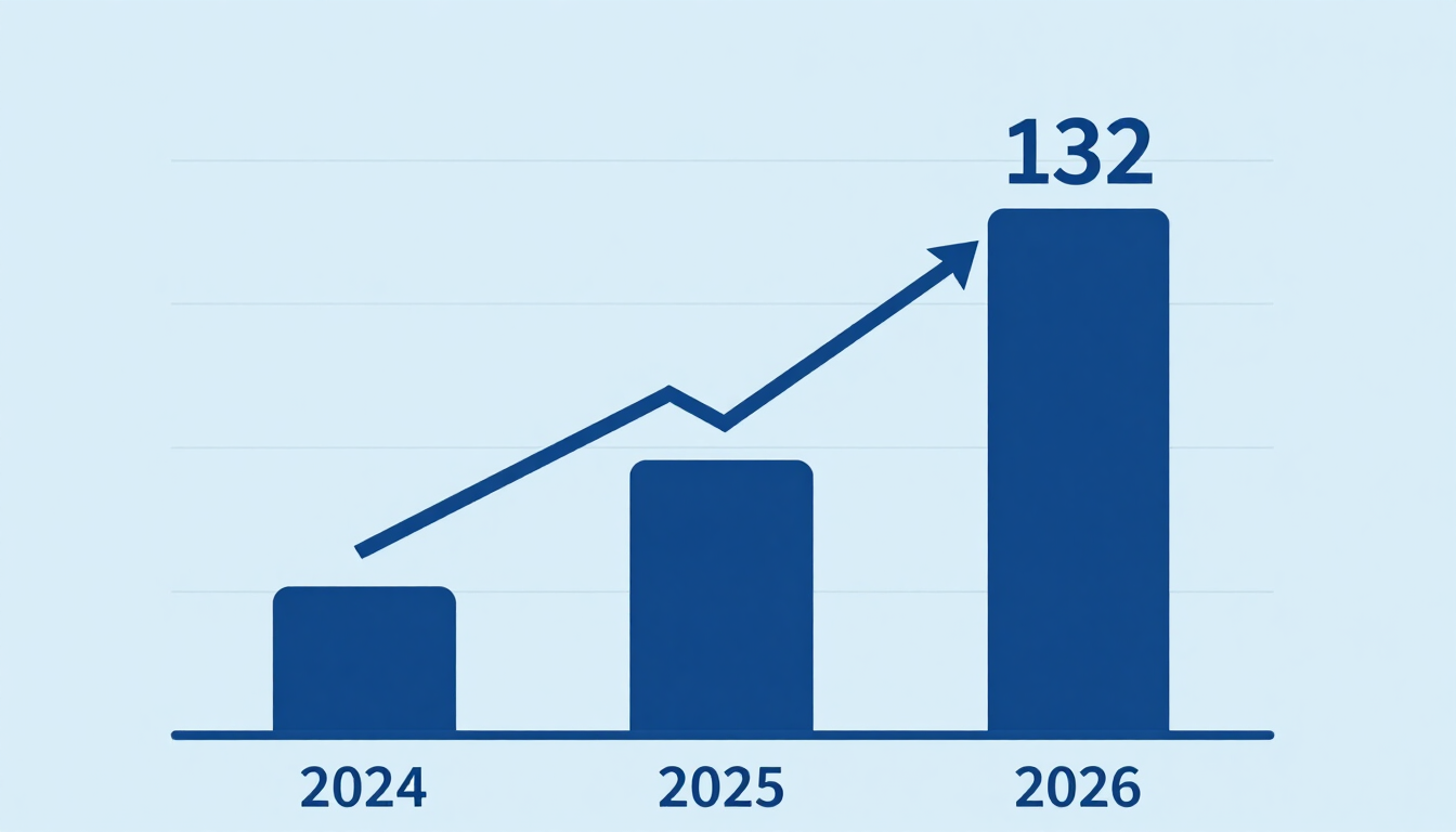 Chart showing password cracking time falling each year from 2024 to 2026