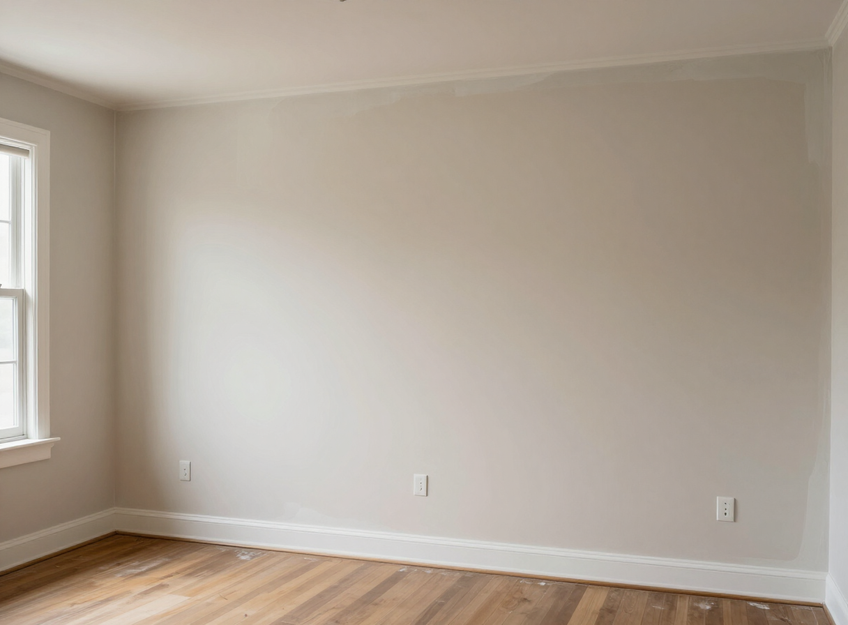 Repaired and freshly painted wall in a Ridgefield Park NJ home after drywall repair by Hudson Line Painters