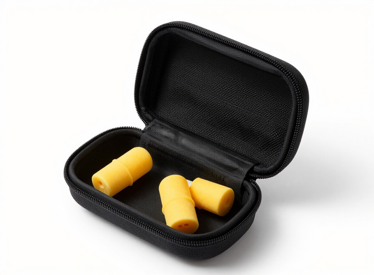 High-fidelity musician earplugs with carrying case for festival hearing protection