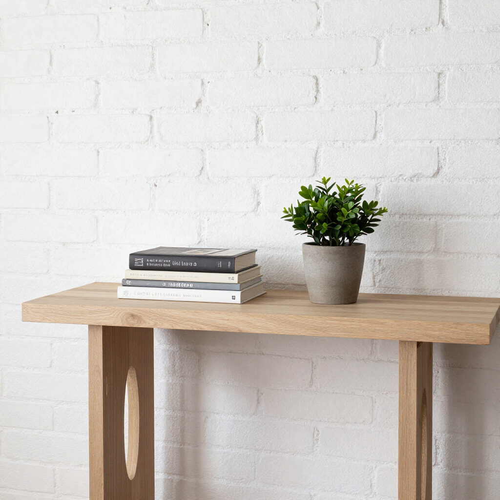 Estantería ordenada con libros y planta
