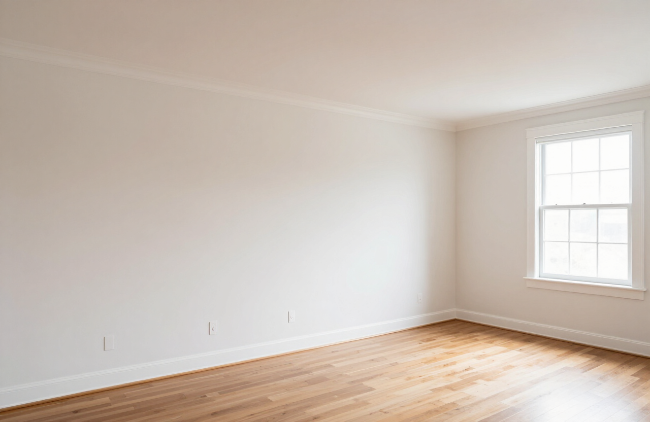 Older Wood-Ridge NJ home living room after interior painting with fresh warm white walls