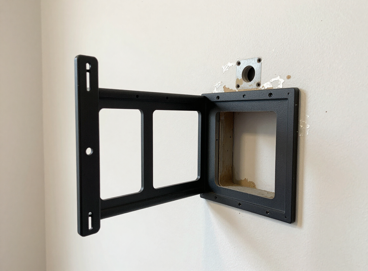 TV-mount anchor holes in a North Bergen NJ apartment wall before repair