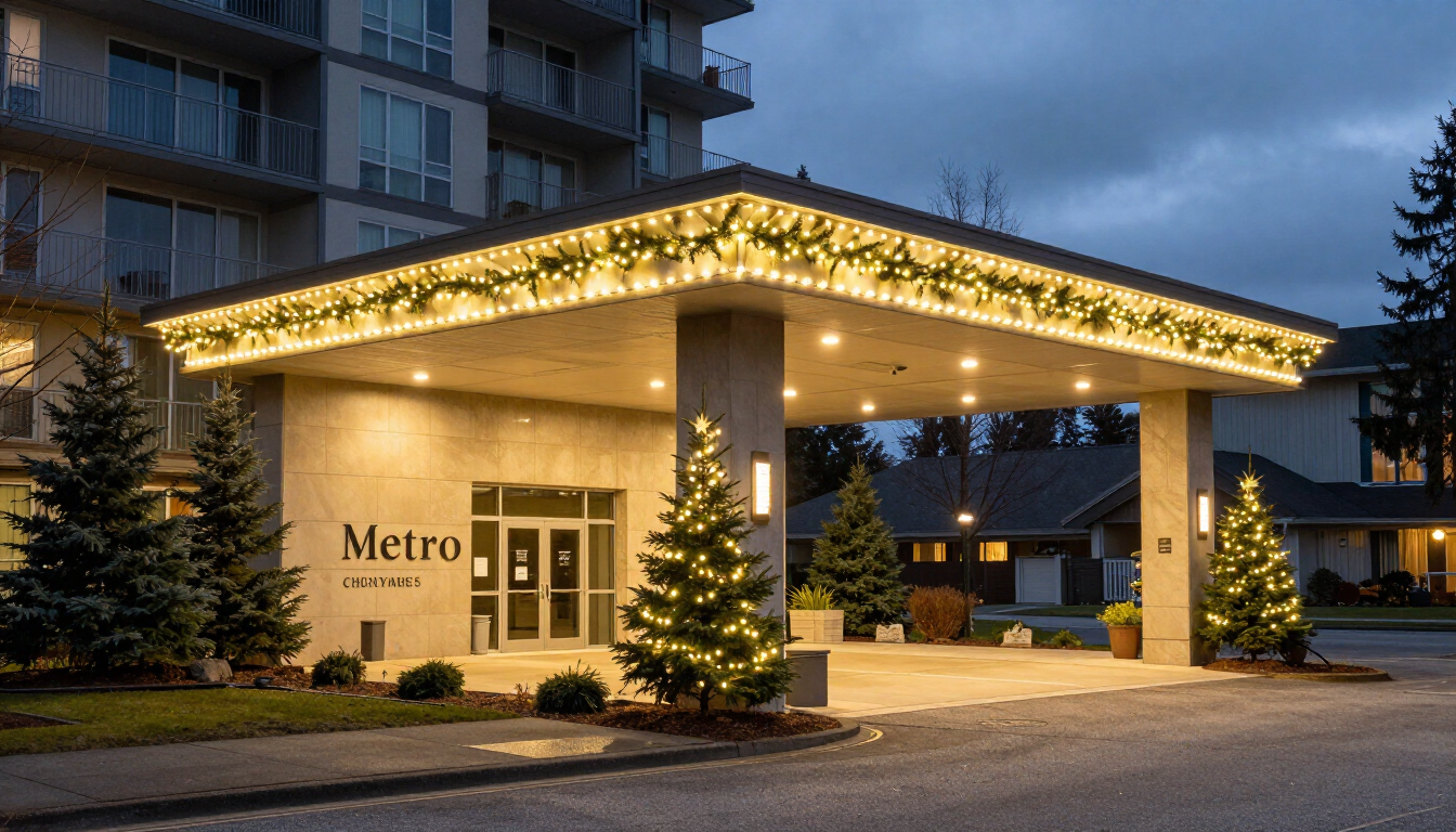 Cloverdale Surrey Christmas lights with upscale seasonal lighting and designed outdoor festive display.
