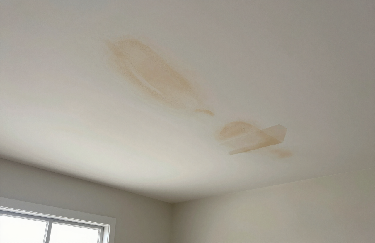 Water-damaged ceiling in a Palisade Park NJ apartment before repair
