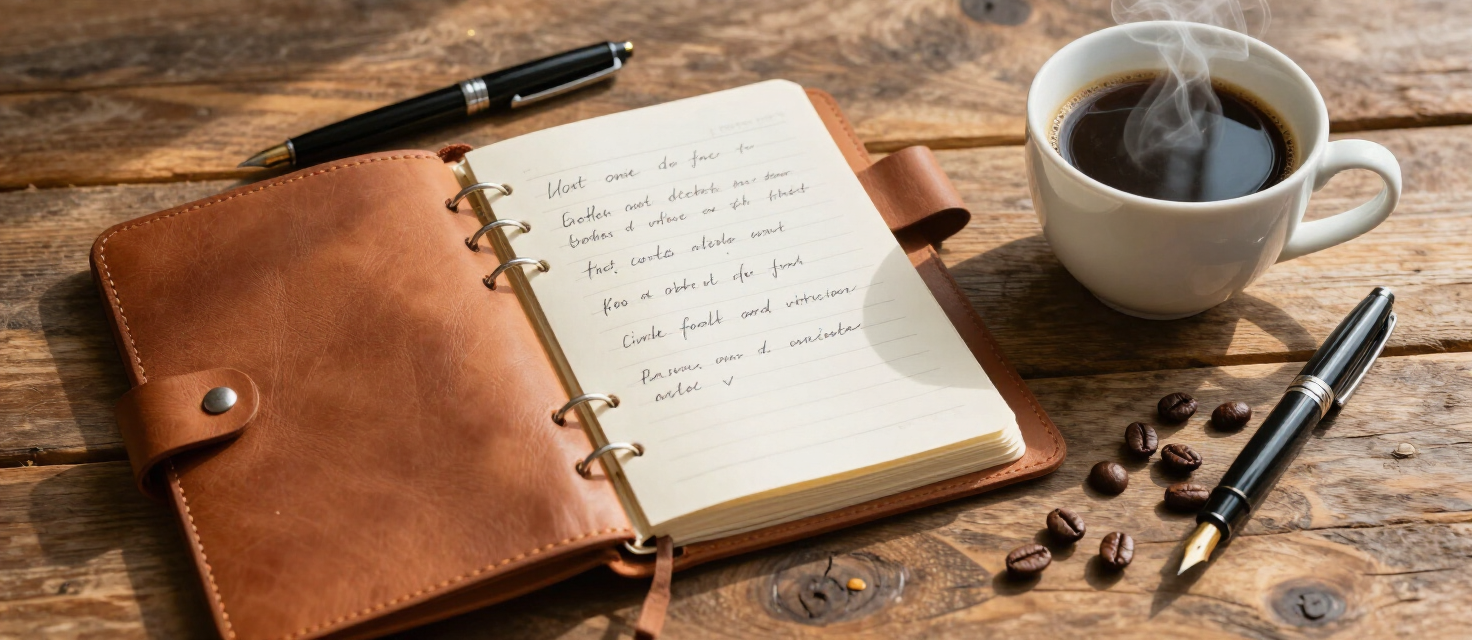 Caderno de notas de café e xícara de café especial Orube Coffee