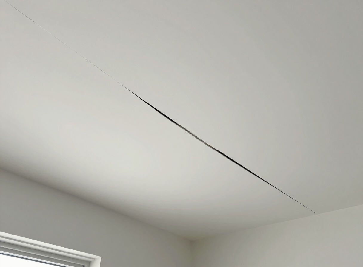 Ceiling crack in a West New York NJ apartment before repair