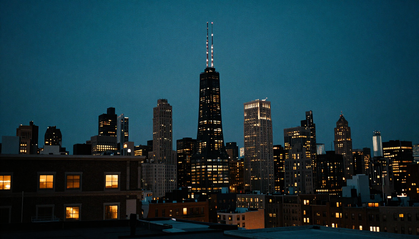 Chicago city lights at night