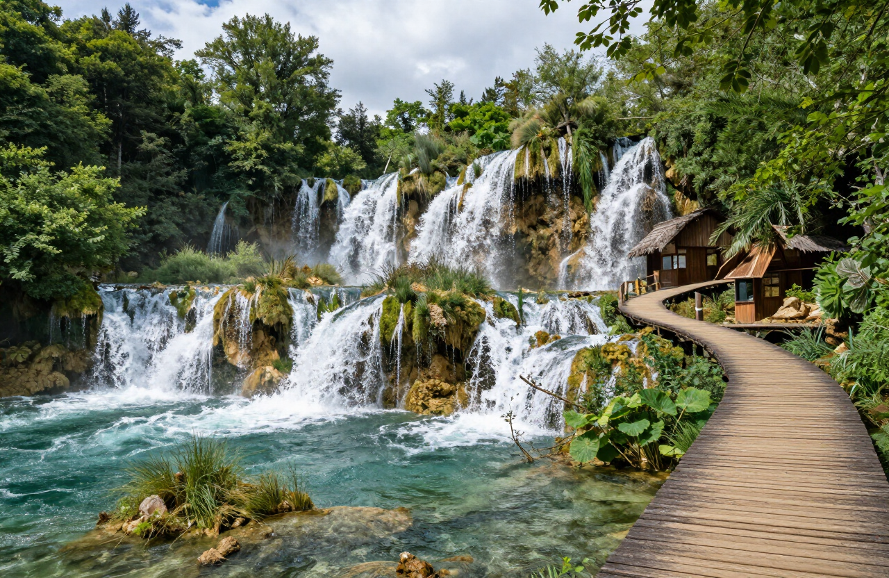 Krka National Park waterfalls near Skradin, Croatia