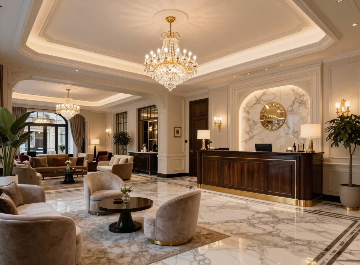 Luxury hotel lobby in Paris