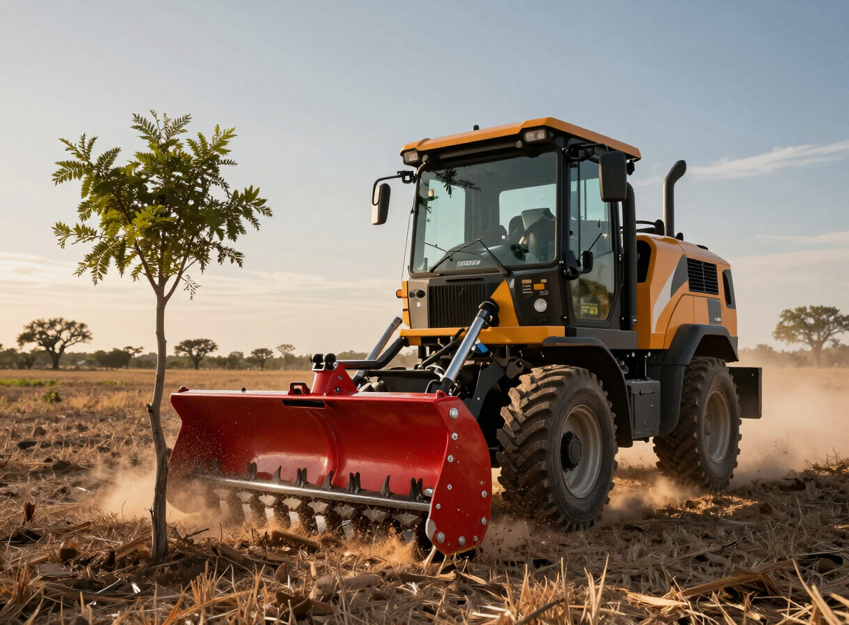 Forestry mulching in a Texas field