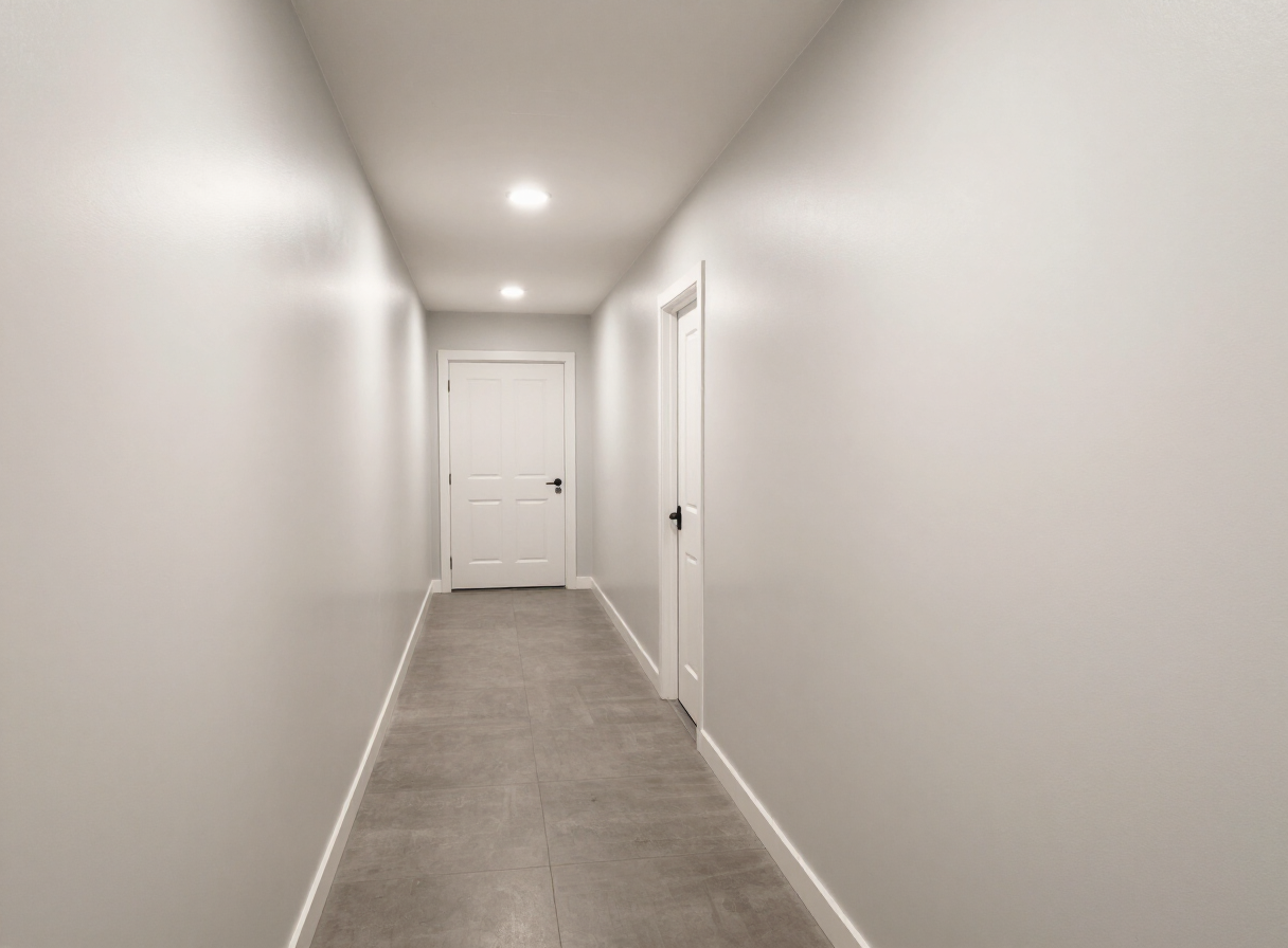 West New York apartment hallway after painting with durable washable eggshell finish