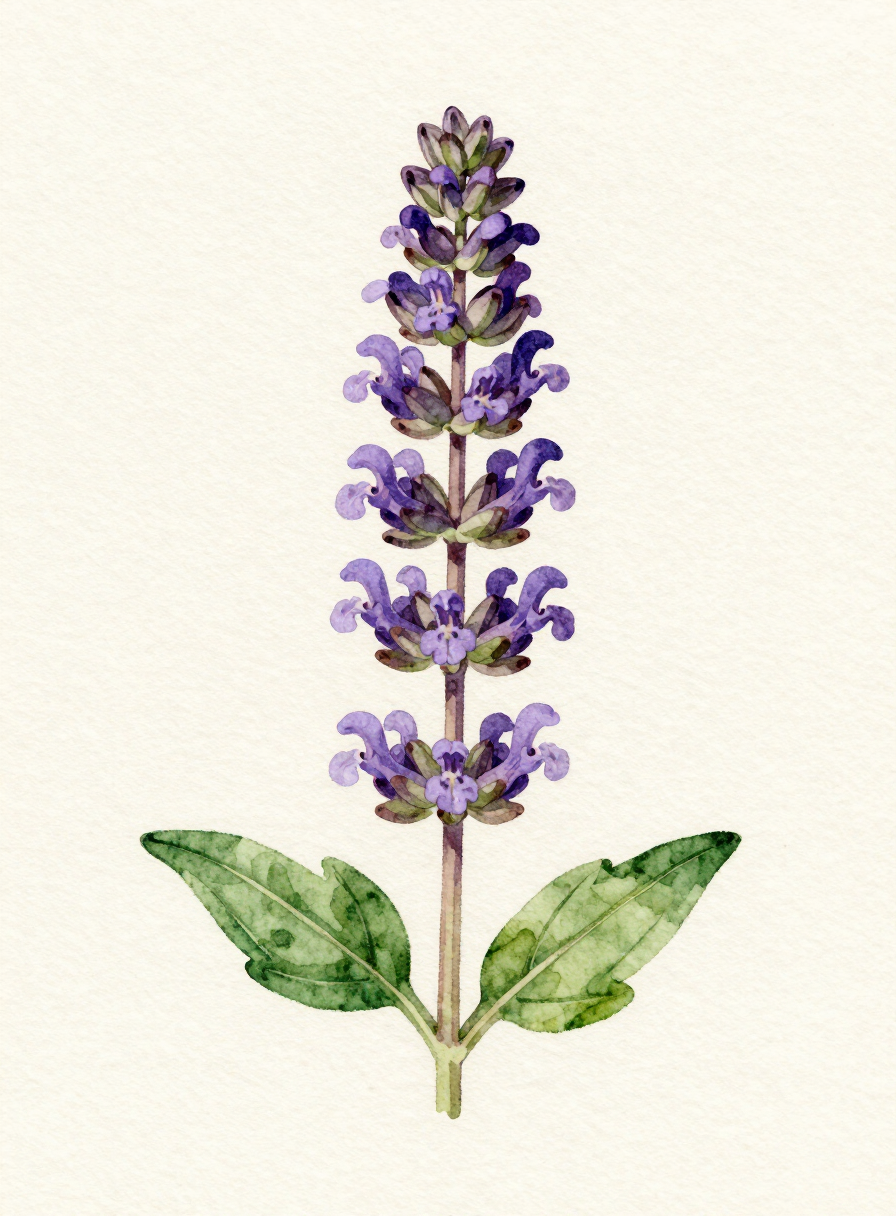 Watercolor painting of a violet Salvia