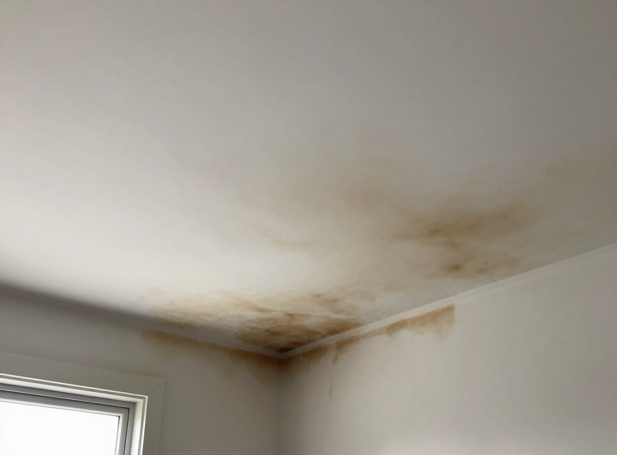 Water-damaged ceiling in a Weehawken NJ condo near Boulevard East before repair